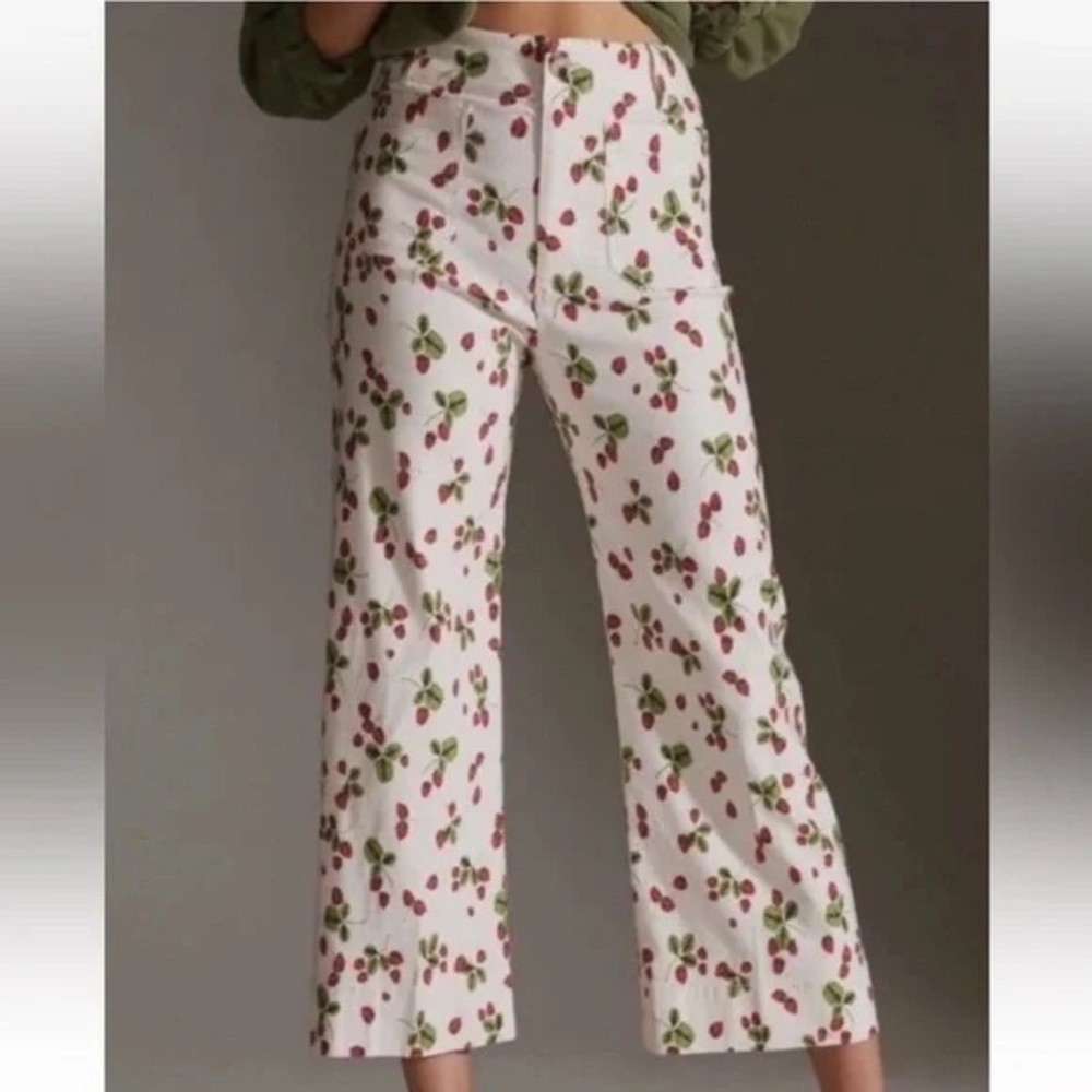 Anthropologie Strawberry Colette Cropped Wide-Leg Pant by Maeve
